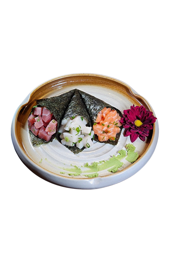 Temakis de atum, peixe branco e salmão